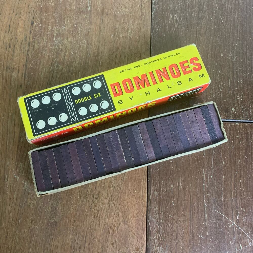 Halsam Wooden Double Six Dominos 28 pieces‎ with original box game